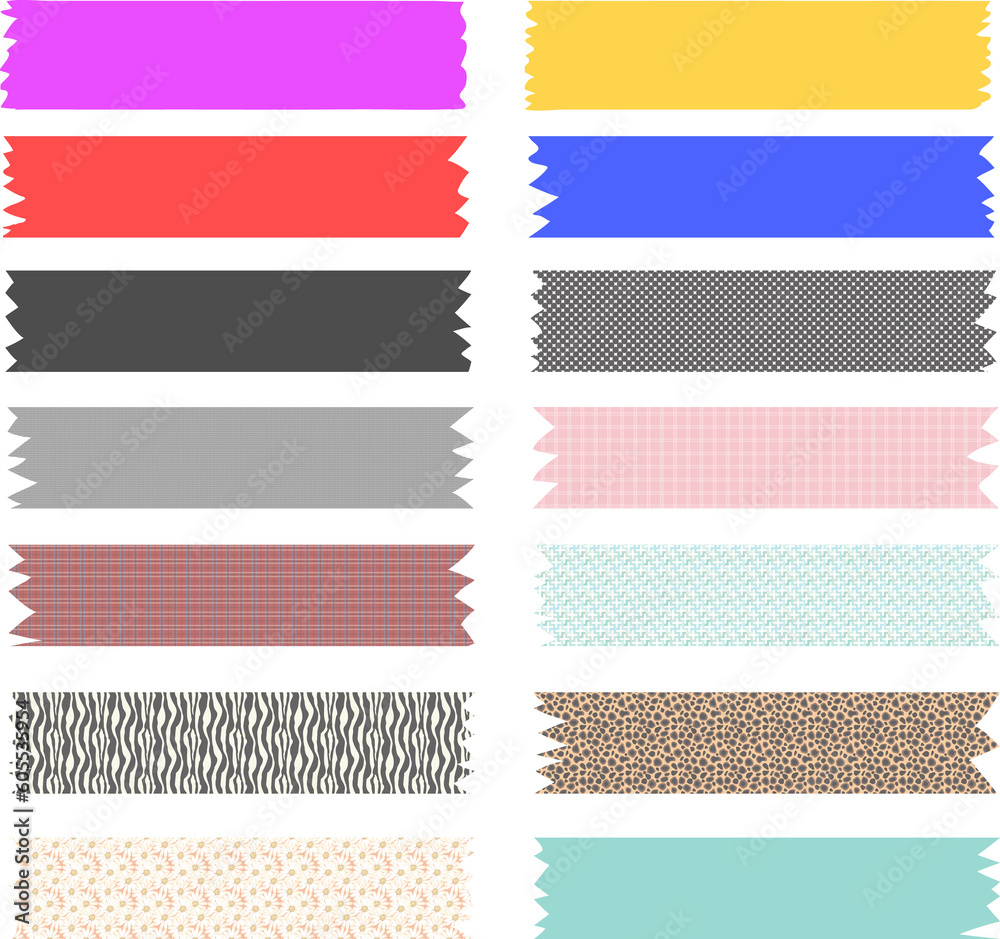 Set of colorful and various transparent washi tapes. Set of colorful and various transparent washi tapes.