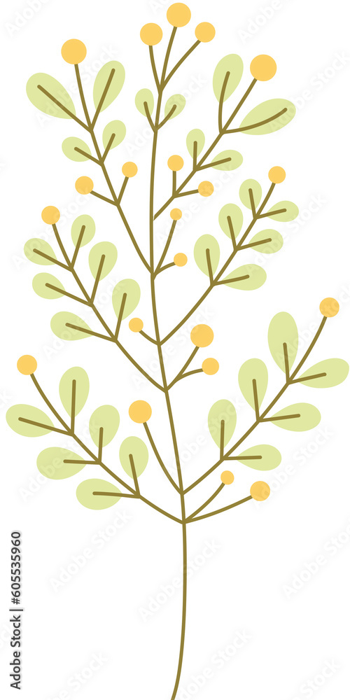 Obraz premium Simple botanical illustration tree with leaves