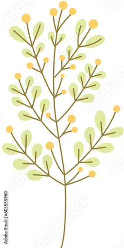 Simple botanical illustration tree with leaves