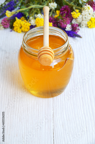 Fresh fragrant flower honey