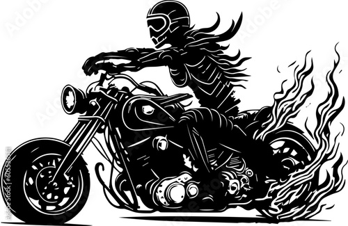 Smoldering lowride biker with helmet and goggles