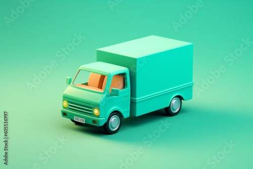 3d illustration of green delivery car
