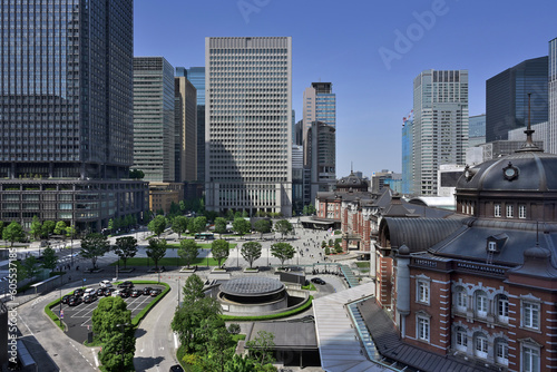 Tokyo, Tokyo Station Marunouchi Ekimae Square seen from the 6th floor terrace of KITTE. Taken May 2023. photo