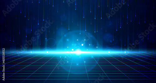 Digital technology metaverse neon green blue background, cyber information, abstract speed connect communication, innovation future meta tech, internet network connection, Ai big data, illustration 3d