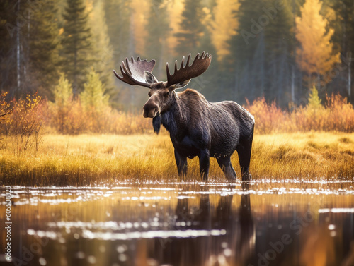 A Moose in Nature with a Shallow Depth of Field | Generative AI photo