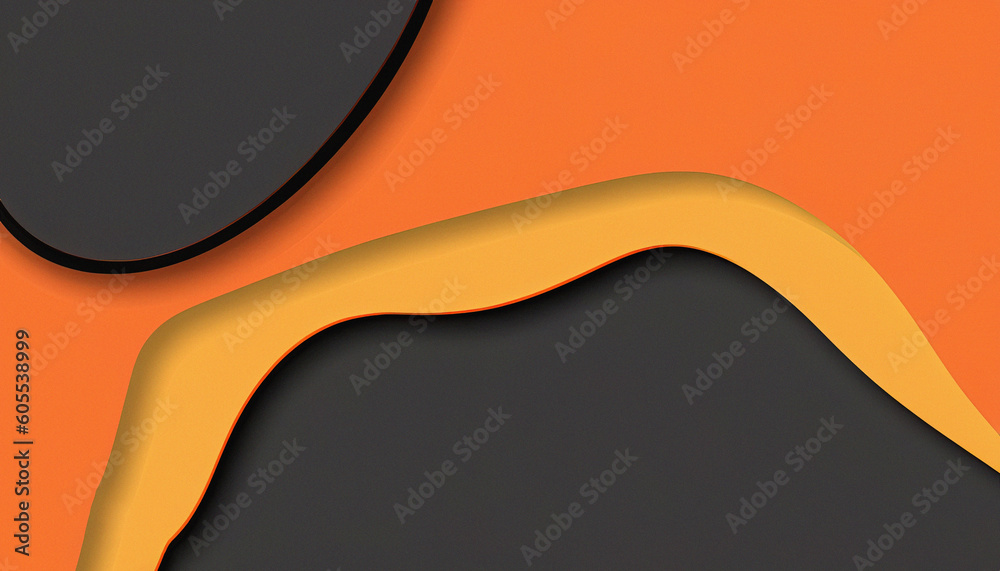 Paper Cut Background with Orange and Black Color Layers and 3D Effect ...