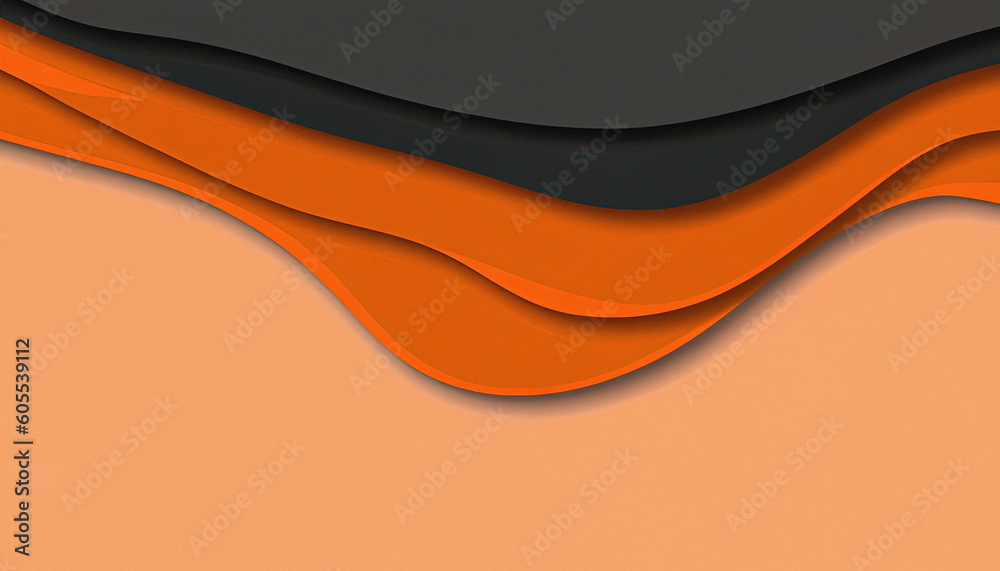 Paper Cut Background with Orange and Black Color Layers and 3D Effect ...