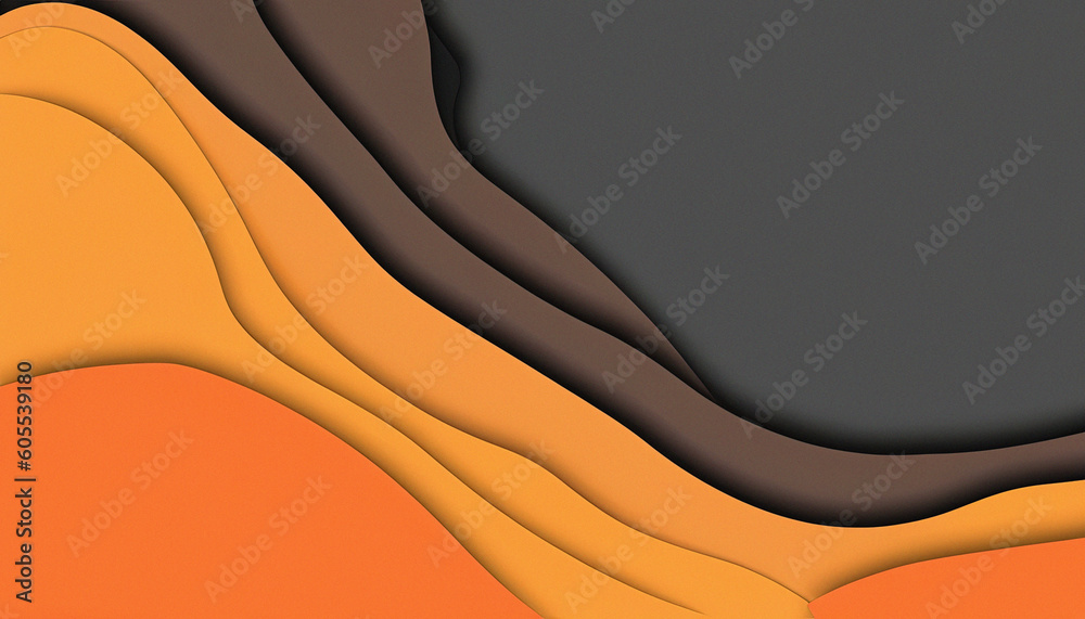 Paper Cut Background with Orange and Black Color Layers and 3D Effect ...