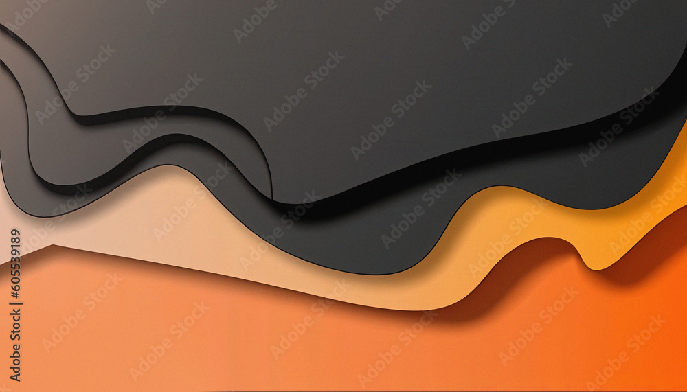 Paper Cut Background with Orange and Black Color Layers and 3D Effect ...