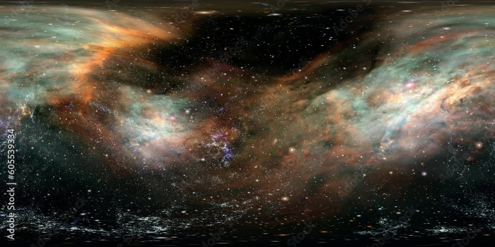 360 VR Space 3004: Virtual reality video flying through star fields in space (Loop).