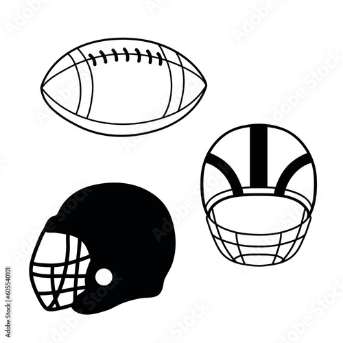 Silhouette of American football helmet. Simple vector sport illustration. Rugby Ball Outline Icon. photo