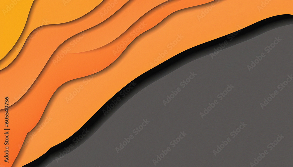 Paper Cut Background with Orange and Black Color Layers and 3D Effect ...