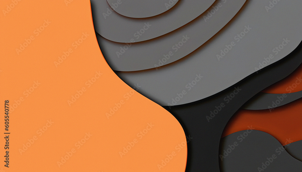 Paper Cut Background with Orange and Black Color Layers and 3D Effect ...