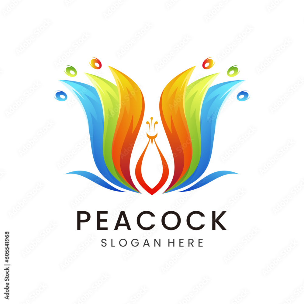 Peacock Gradient Logo Design Template Peacock Gradient Logo Design Template