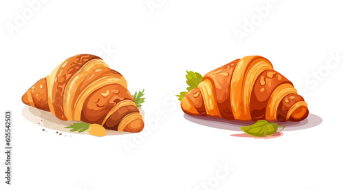 Fresh croissant on a white background different style vector