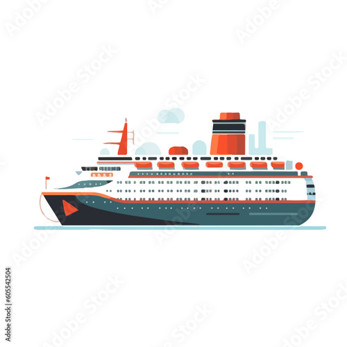 cruise ship flat vector illustration