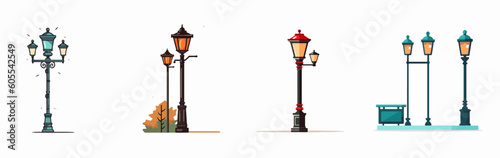 garden road post lamp vector illustration