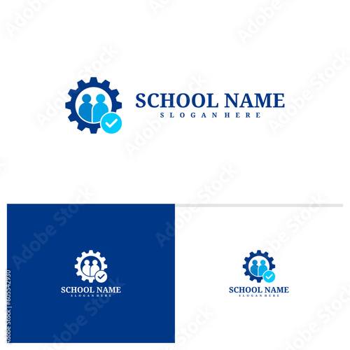 Check People Gear logo template, Creative People logo design vector, Gear logo concepts
