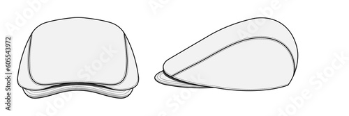 Flat cap ( hunting hat ) vector template illustration