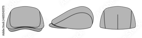 Flat cap ( hunting hat ) vector template illustration
