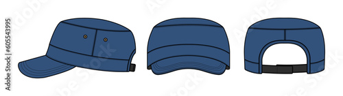 Military cadet cap ( work cap ) vector template illustration photo