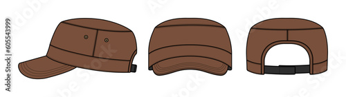 Military cadet cap ( work cap ) vector template illustration