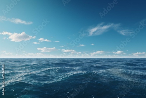 Illustration of a soothing desktop wallpaper featuring calm blue sky and ocean. Generative AI