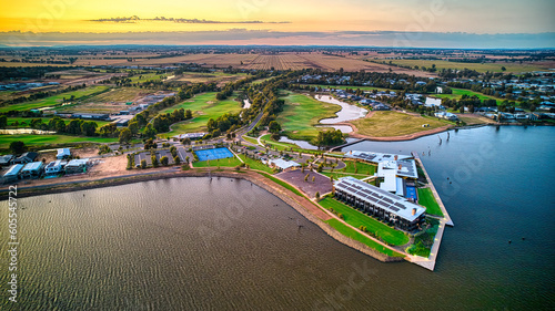 Aerial view of the Sebel Hotel Yarrawonga and the Black Bull Golf Course