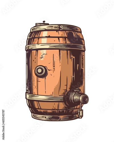Craft brewery icon on old fashioned wooden keg