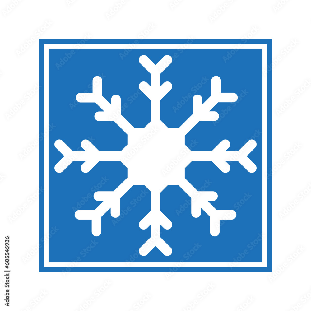 white snowflake inside a blue frame, winter symbol vector white snowflake inside a blue frame, winter symbol vector