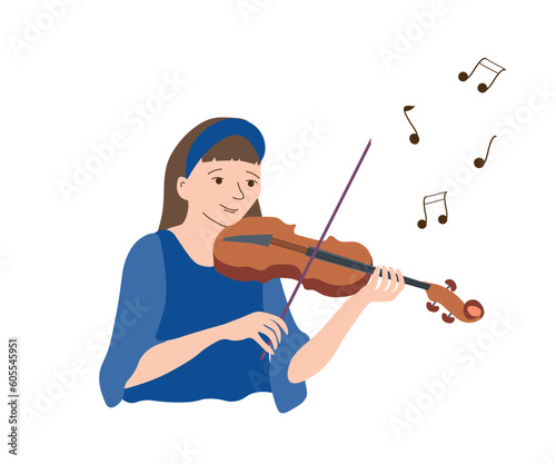 illustration where a girl plays the violin