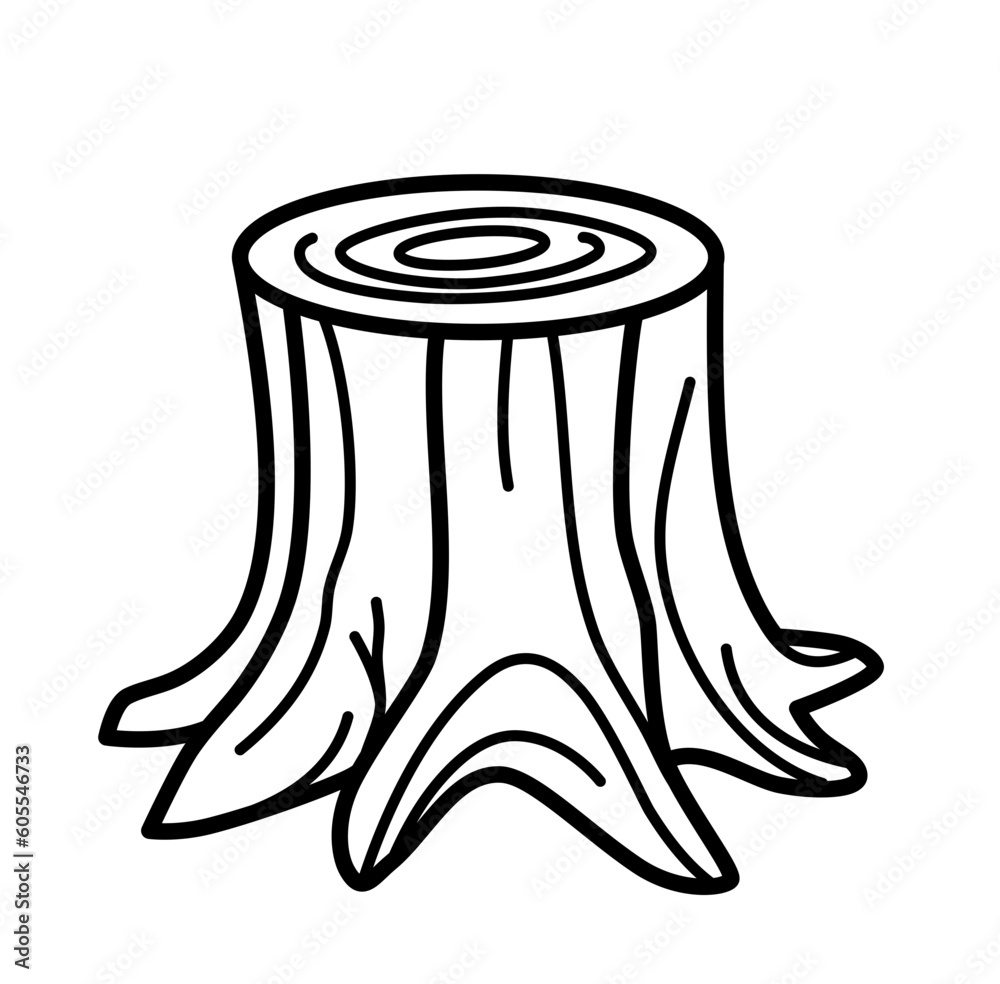 Tree stump camping vacation outline icon