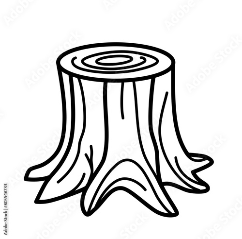Tree stump camping vacation outline icon