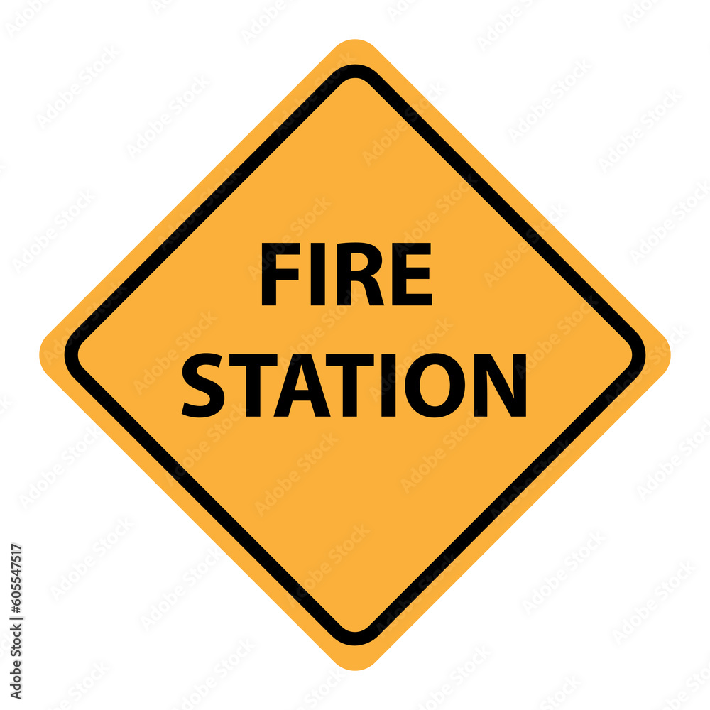 An Australian warning traffic sign - Fire station vector illustration on yellow background..eps An Australian warning traffic sign - Fire station vector illustration on yellow background..eps
