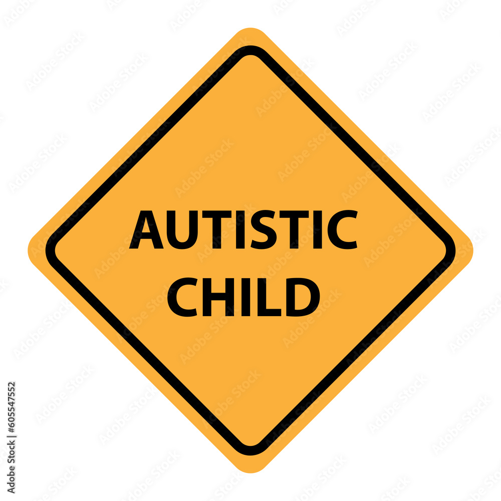 An Autistic Child Warning Sign vector illustration on white background..eps An Autistic Child Warning Sign vector illustration on white background..eps