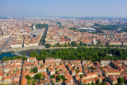 Turin, Italy. Panorama of the city aerial view.