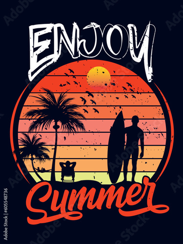 A GOOD SUMMER DAY AT WORK T-SHIRT DESIGN (summer t-shirt, vintage t-shirt design) photo