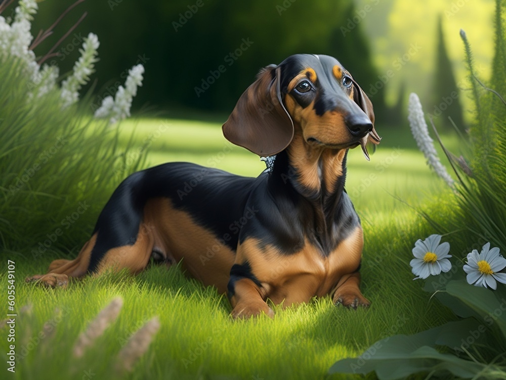 Beagle puppy in the grass concept, Generative ai
