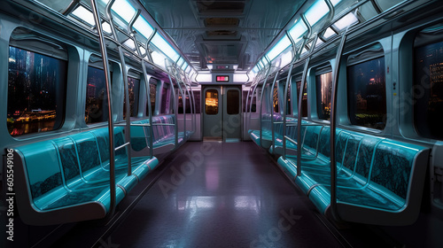 The interior of the metro train compartment