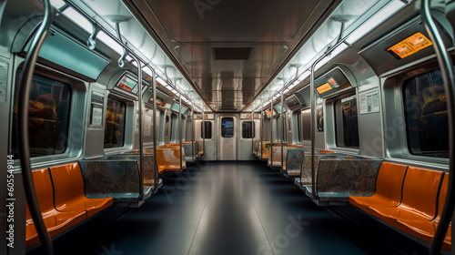 The interior of the metro train compartment