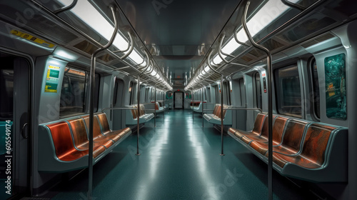 The interior of the metro train compartment