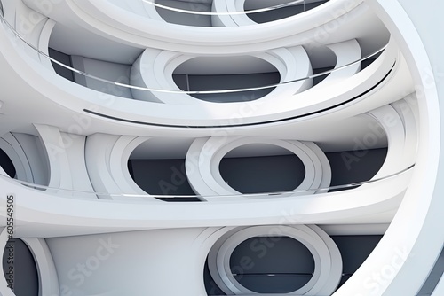 Futuristic Oasis: Circular Shaped White Interior of a Visionary Building (Generative AI)