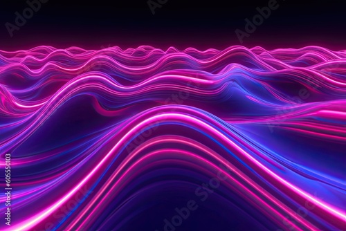 Luminous Fusion  Vibrant Pink Neon Infused in an Abstract Panoramic Design against a Dark Black Background  Generative AI 