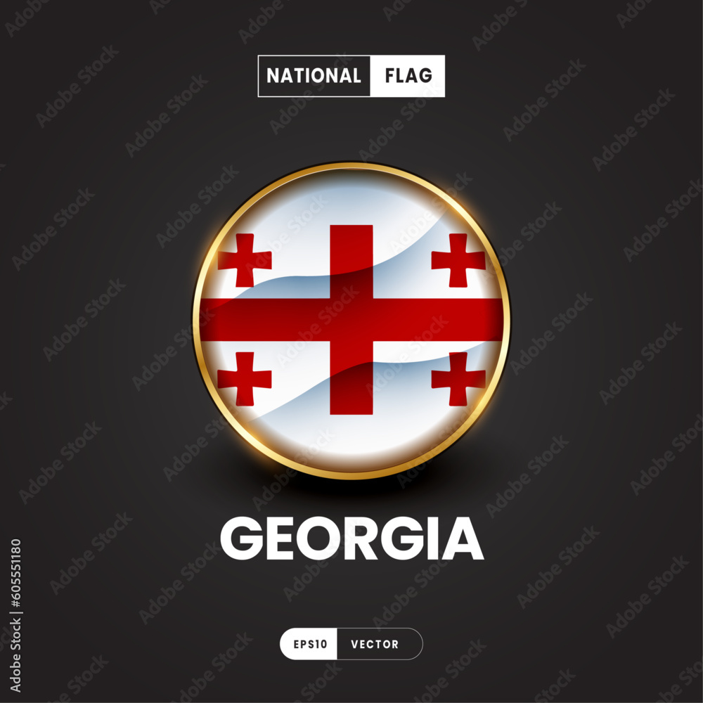 Fototapeta premium Flag of Georgia vector illustration. Asia Flag 3D EPS10