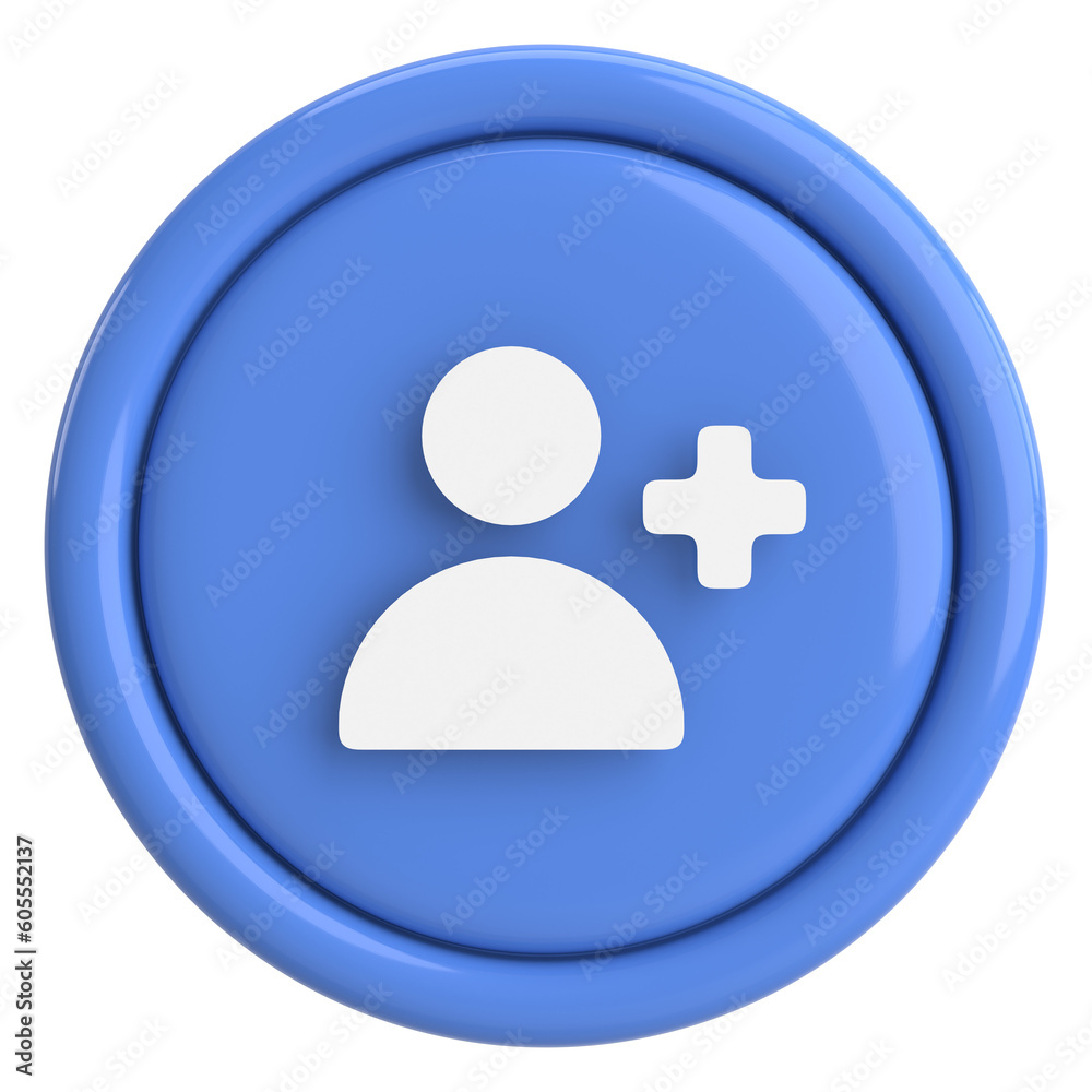 3D follow button. 3D illustration.