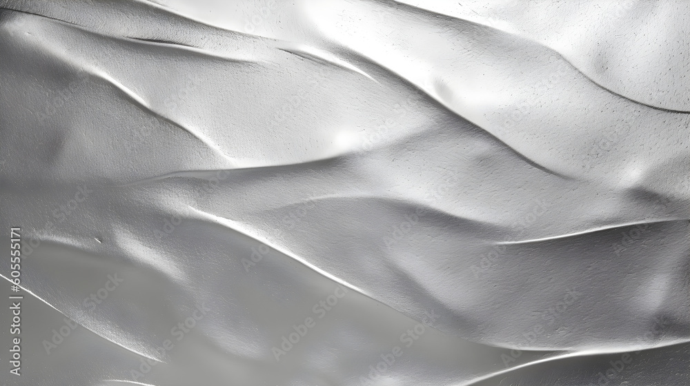 Silver metallic wall with wave pattern surface, abstract texture ...