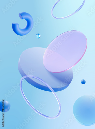 3D blue geometric background