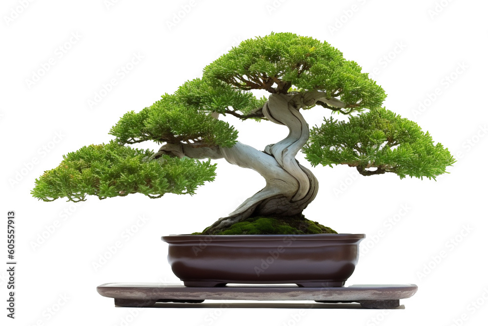 Beautiful expensive bonsai tree on white background. generative AI