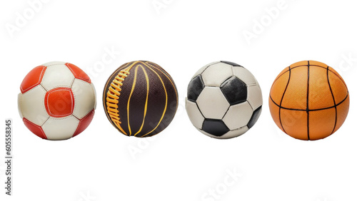 Collection of sports balls isolated on white background  generative AI