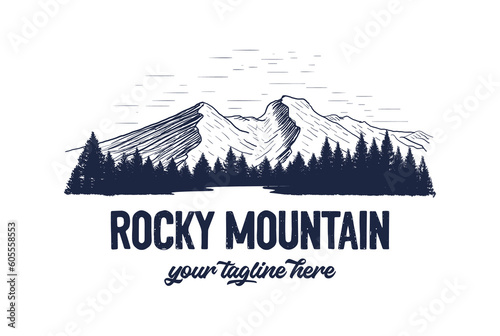 Vintage Retro American Rocky Mountain National Park for Outdoor Adventure T Shirt Logo Illustration